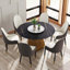 Table de salle à manger ronde en marbre avec base en métal, marbre artificiel pour 6 à 8 personnes, plateau tournant en pierre artificielle-471711246-492079358