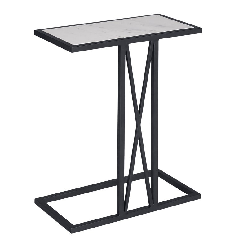 Medallion Marble Frame End Table, Flat Black