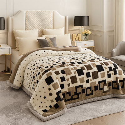 Geoluxe Ultra Plush Grid,Pattern Fleece Blanket