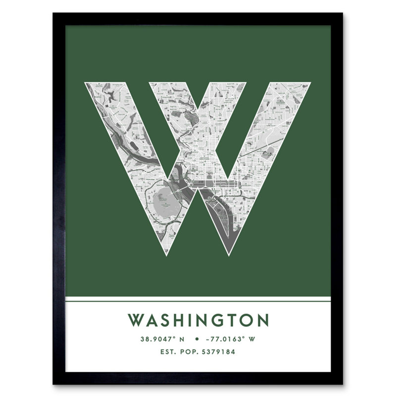 Washington United States City Map - Single Picture Frame Typography