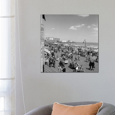 1950s Crowd People Men Women Children Boardwalk Atlantic City NJ USA 1 Piece Wrapped Canvas Wall Art