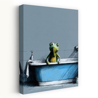 Chameleon Bath Time Serene Whimsical Contemporary Lizard Wall Art