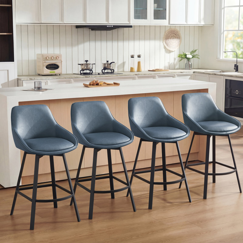 Tabourets de comptoir pivotants de 25,6 po Alonsa, Blue