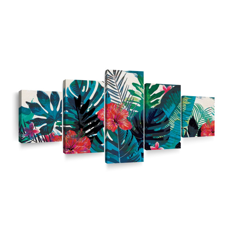 «Hibiscus Patch», reproduction sur toile, H 34 po x l 74 po x P 1,25 po
