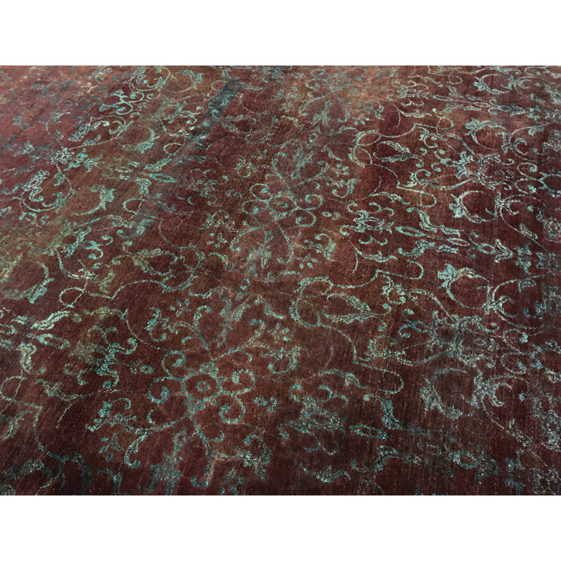 Tapis rouille et brun noué à la main de haute qualité