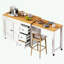 Îlot de cuisine avec table de salle à manger extensible, 3 tiroirs et prise de courant-1704440307