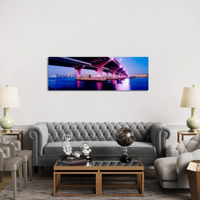 MacArthur Causeway Biscayne Bay Miami FL USA - Wrapped Canvas Panoramic Print