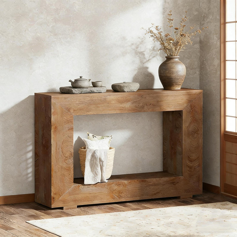 Canapé d'entrée moderne, console en bois, table