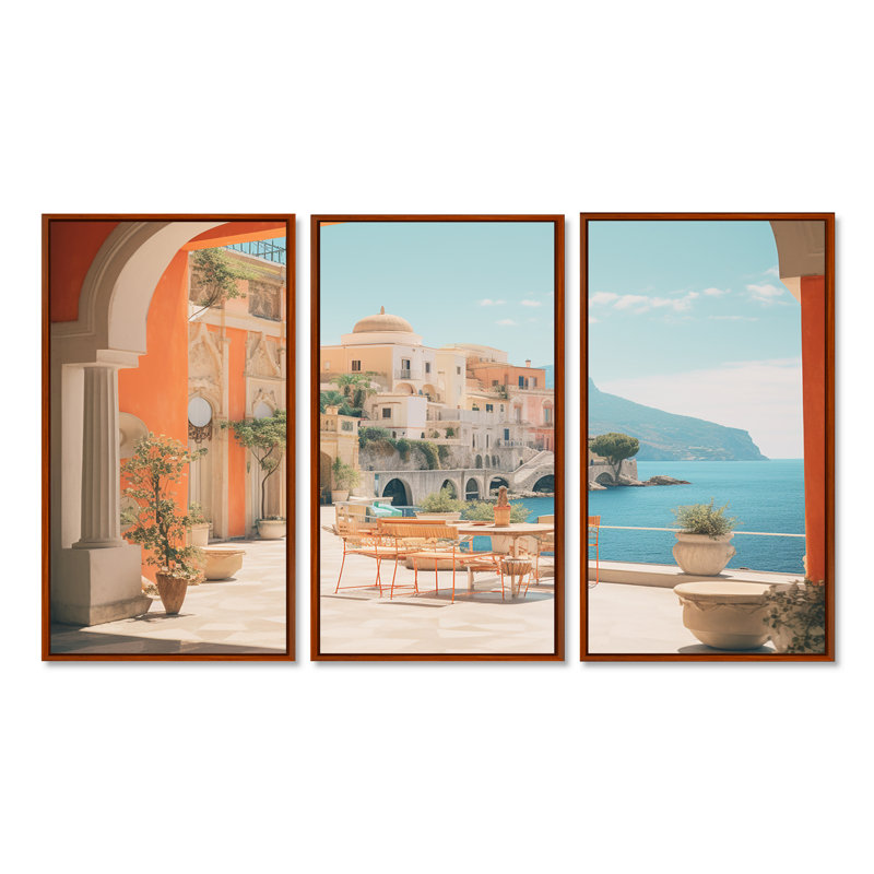 Roseville - ensemble d'art mural plage, Cadre flottant brun, H 40 po x l 60 po x P 1 po