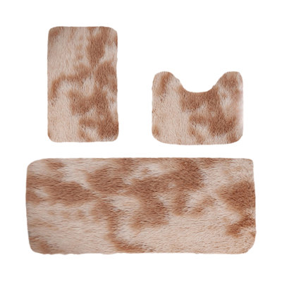 Mixed Color Bath Mats 3 Set Large Size Winter Bathroom Rugs For 3 Pcs Toilet Mats Soft Water Absorption Non Slide Thick Washable Easiler To Dry Dark