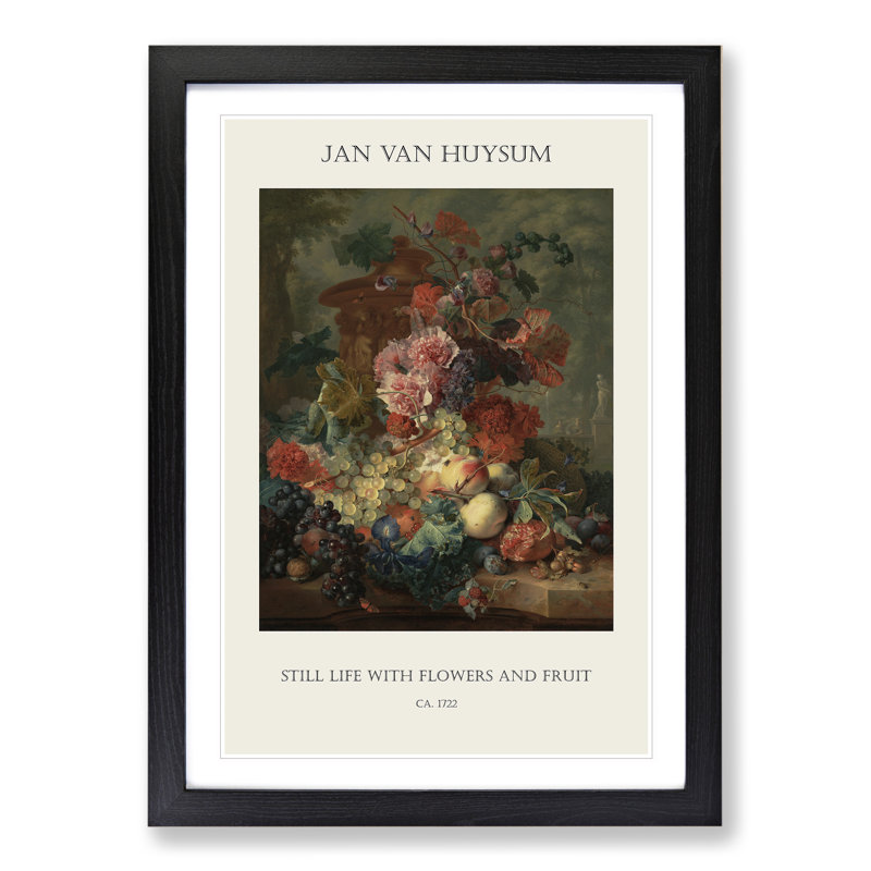 Still Life With Flowers And Fruit Vol.4 by Jan Van Huysum - Single Picture Frame Print, 36cm H x 27cm W x 2cm D, Black Framed