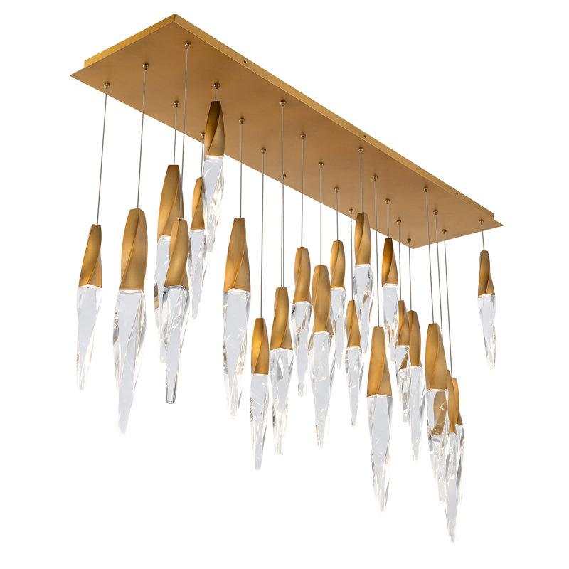 Kindjal 23 Light Crystal LED Multi-Light Pendant, Aged Brass