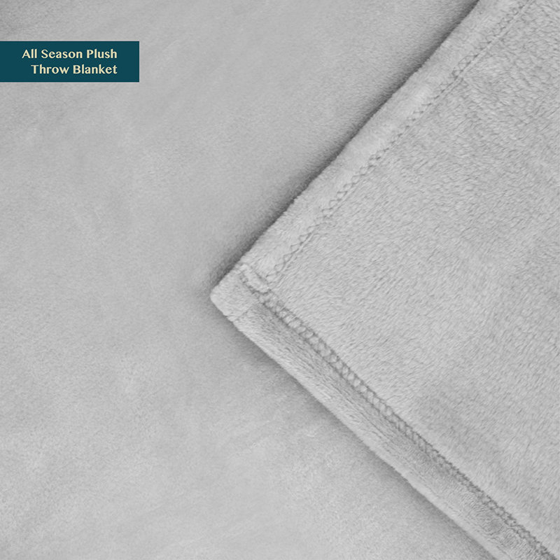 Light Grey Queen Size Plush Flannel Fleece Blanket