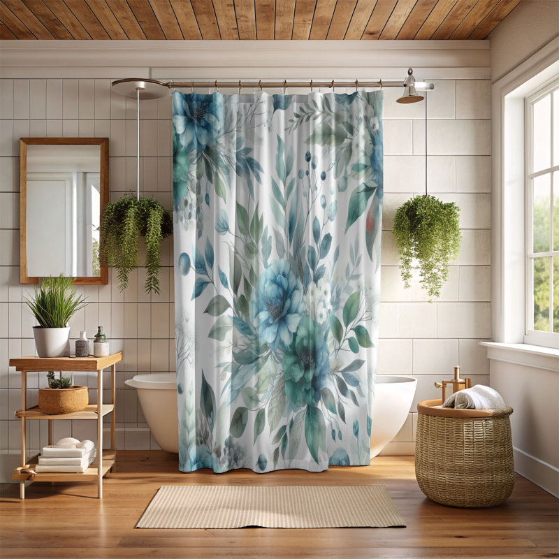 Rideau de douche 1 pièce Dyma Aqua Flora, H 74 po x l 40 po