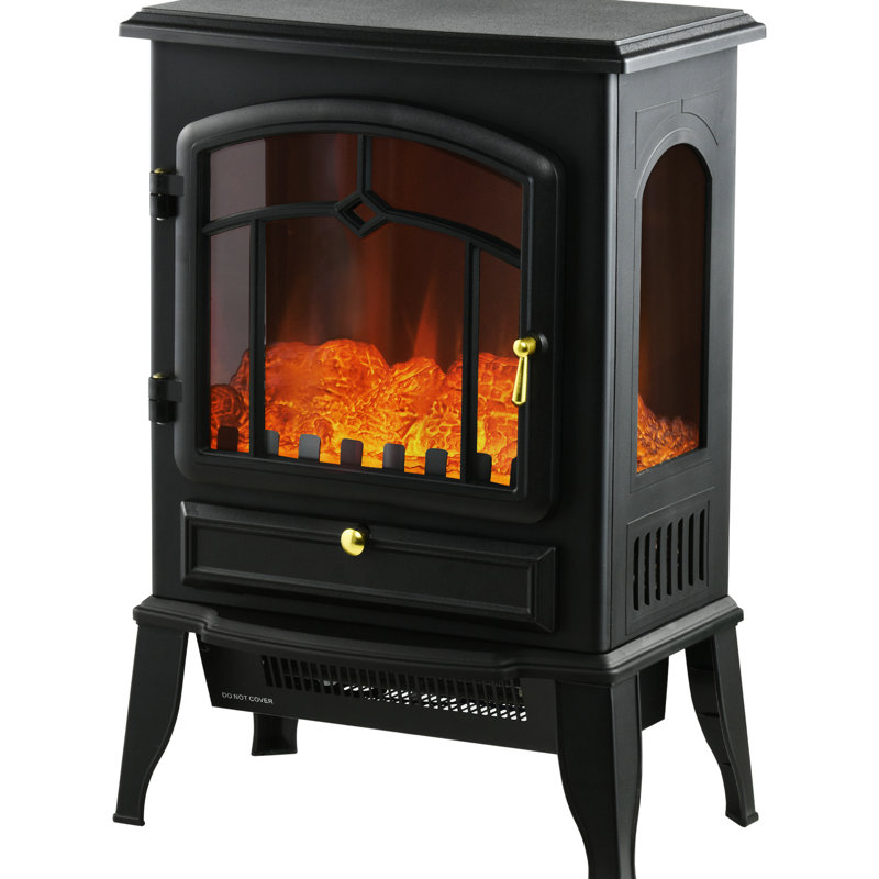 Foyer électrique 22 po, effet de flamme 3, réglable en température, portatif, 750 W / 1500 W, noir, système de chauffage décoratif stable