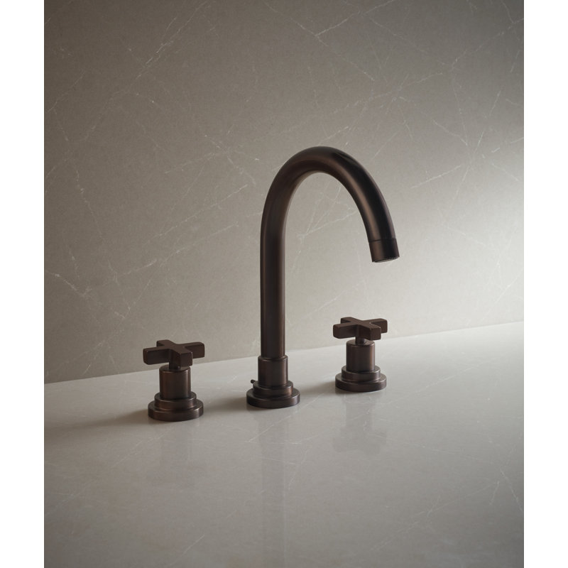Lombardia® Widespread Bathroom Faucet with Drain Assembly, Tuscan Brass, Cross Handle