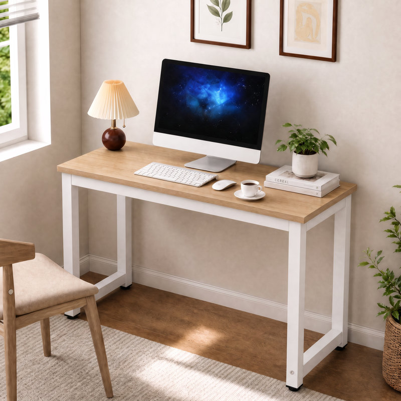 Bureau d'ordinateur 47 po, 47 * 23,6 pouces, Noyer et blanc