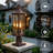 Alvester 23''H Oil Rubbed Bronze Outdoor Post Light with Clear Tempered Glass and Pier Mount Base for Porch Yard Patio-79141448
