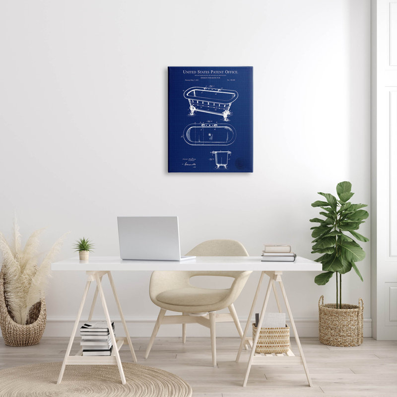 «Blue Bathaign Brevet Blueprint Canvas» par Karl Hronek, H 30 po x l 24 po x P 1,5 po