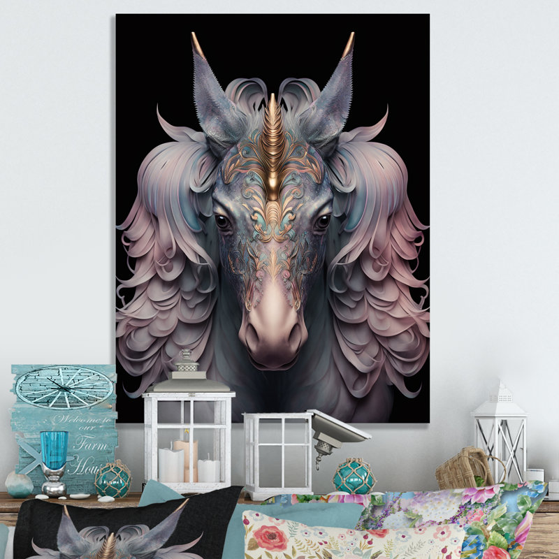 «Beautiful Portrait of a Unicorn III», reproduction sur toile, H 20 po x l 12 po x P 1 po, Toile tendue