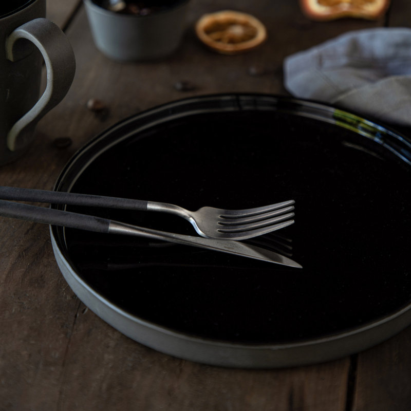 Lagoa Stoneware Dinner Plate, Black