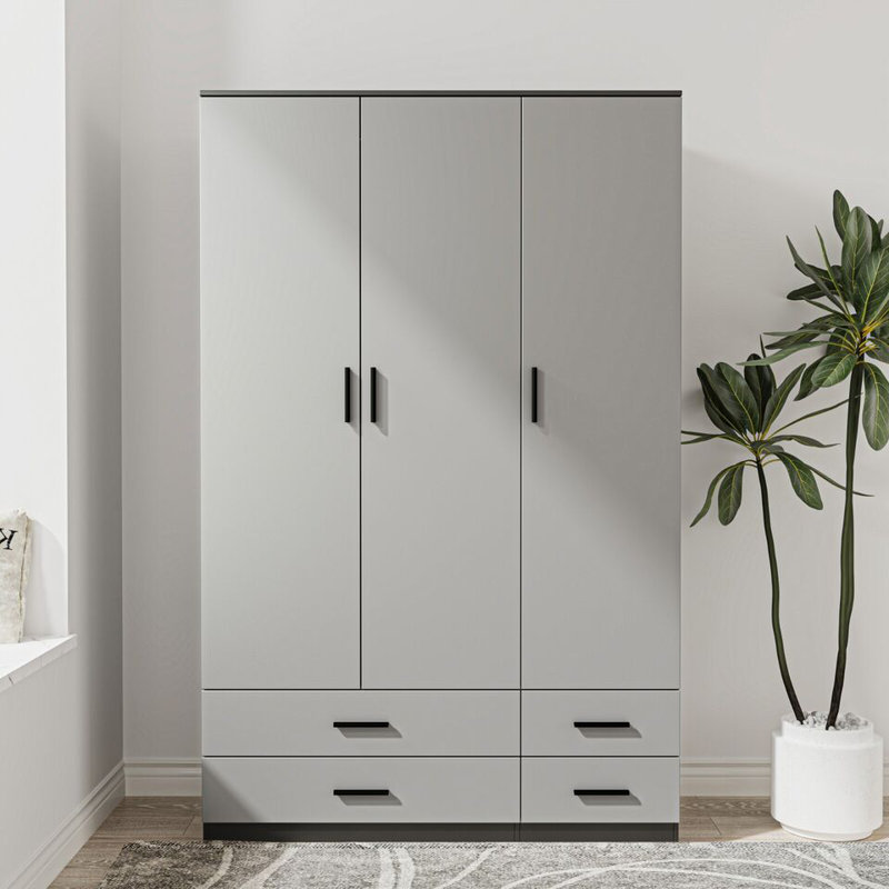 Retonia Manufactured Wood Wardrobe, Black/Grey