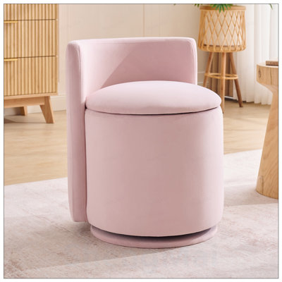 Fauteuil d'appoint pivotant en velours avec dossier incurvé et rangement, parfait pour le confort et le style de tout salon