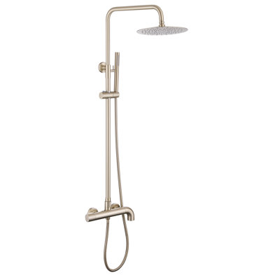 3 Function Tub and Shower Faucet Combo, 9" Rain Shower Head with Hand Held Sprayer and 180°Swivel Tub Filler with Rough-in Valve