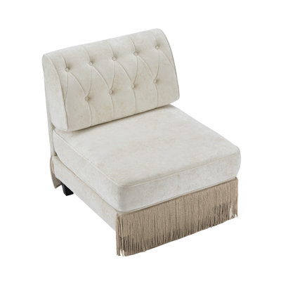 Canapé modulaire en velours beige sans accoudoirs