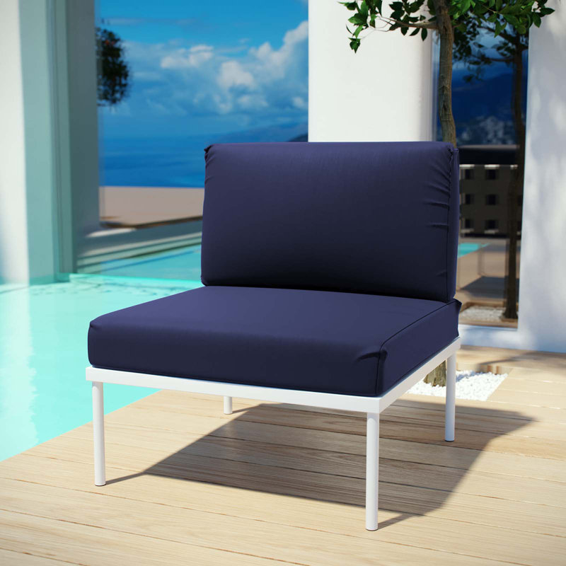 Harmony Armless Outdoor Patio Aluminum Chair by Modway, Navy