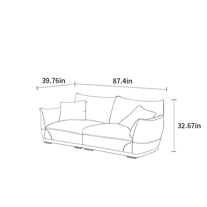 Canapé rétro de style crème rétro, H 32,67 po x l 87,4 po x P 39,76 po