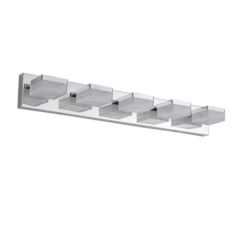 Luminaire de salle de bain à DEL à intensité variable moderne, 6000 K, 5 lumières, Chrome