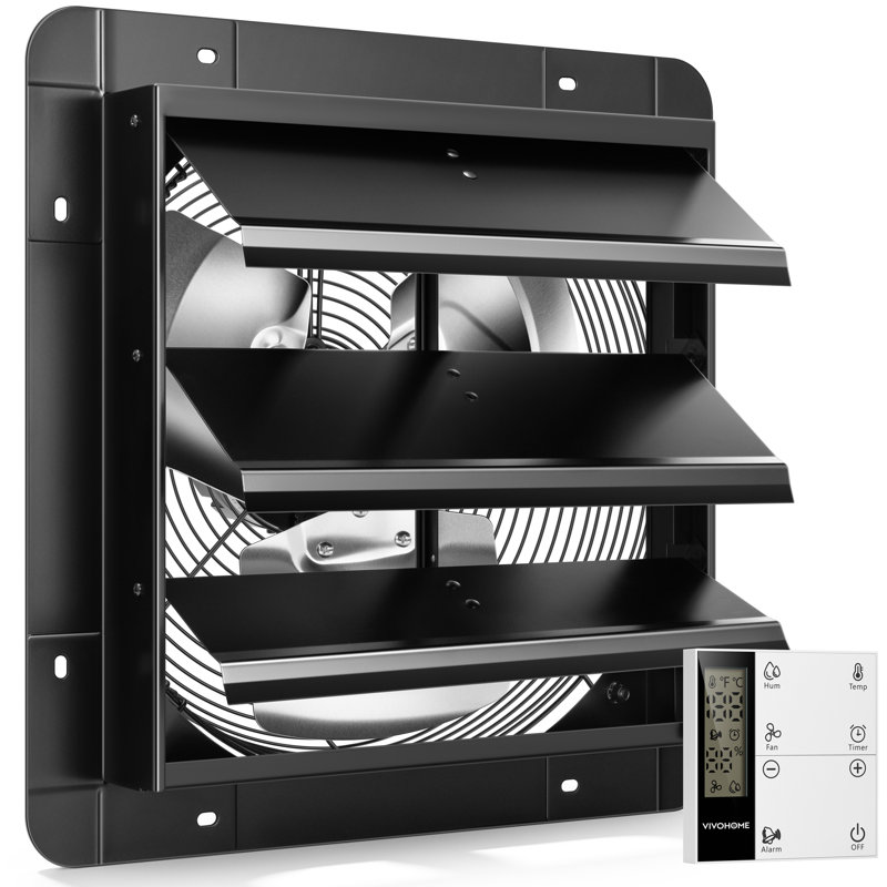 14" Wall-mounted Shutter Exhaust Fan With Ec Motor, Variable Speed, Timer
