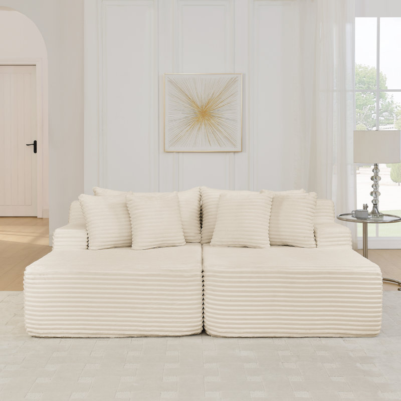 Chaise longue à deux places en mousse haute densité Sayers, Beige
