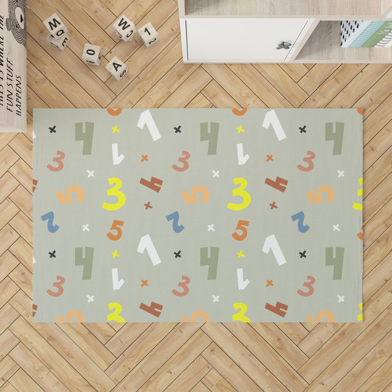 Numbers Kids Play Mat, Rectangle 5' x 7', Light Green/Green