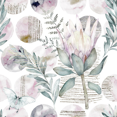Exotic Gentle Flowers Wallpaper Floral Roll