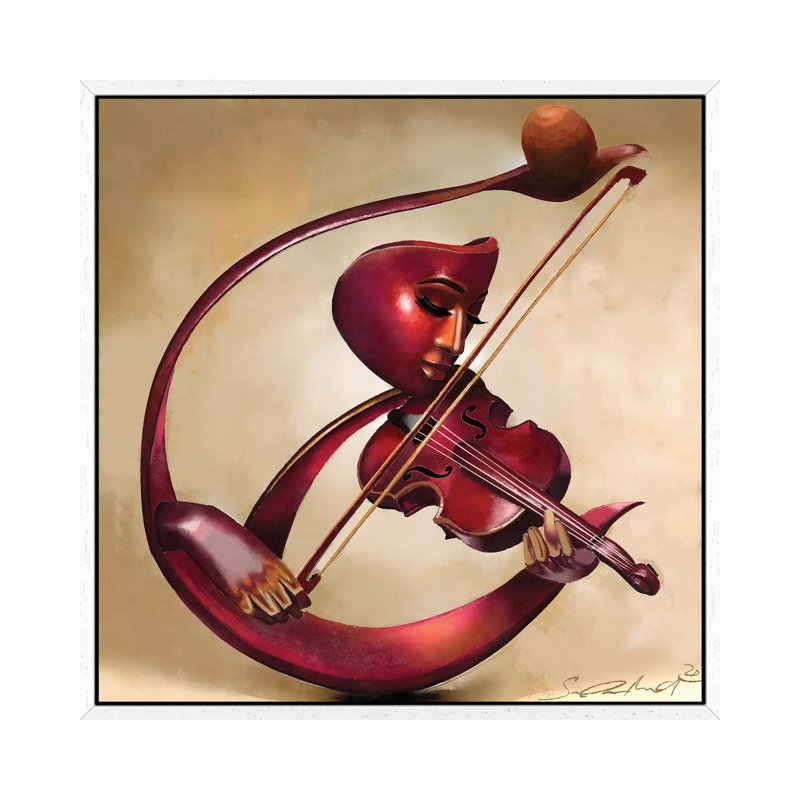 Ethereal Strings by Salaam Muhammad - Painting on Canvas, 93.98cm H x 93.98cm W x 3.81cm D, White Floater Framed
