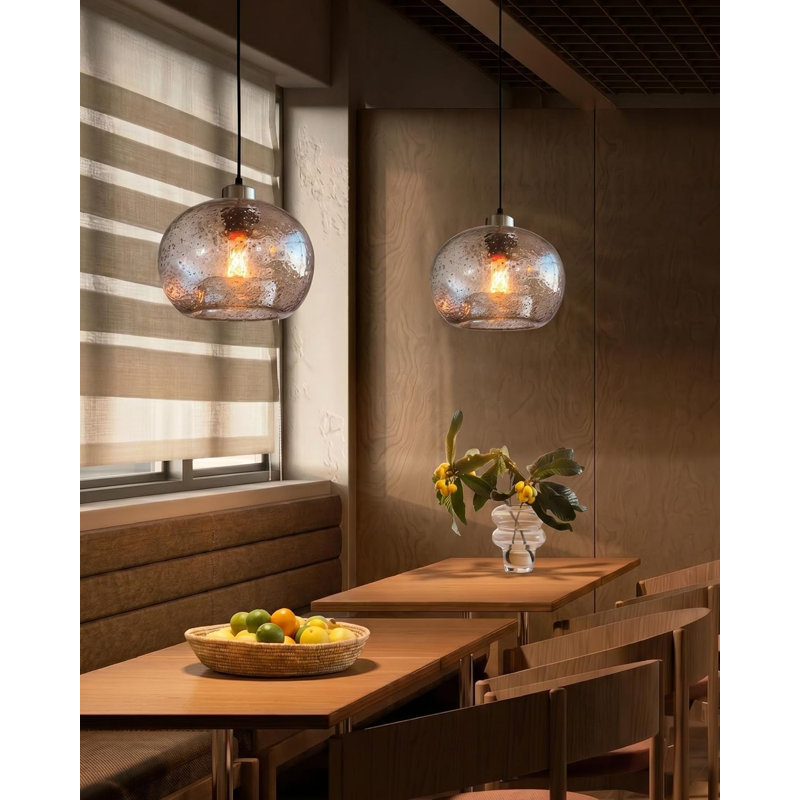 Luminaires suspendus en verre transparent soufflé à la main avec marbre noir, luminaires suspendus modernes pour îlot de cuisine rustique pour table de salle à manger, globe ovale de 8,7 po de diamètre, paquet de 2