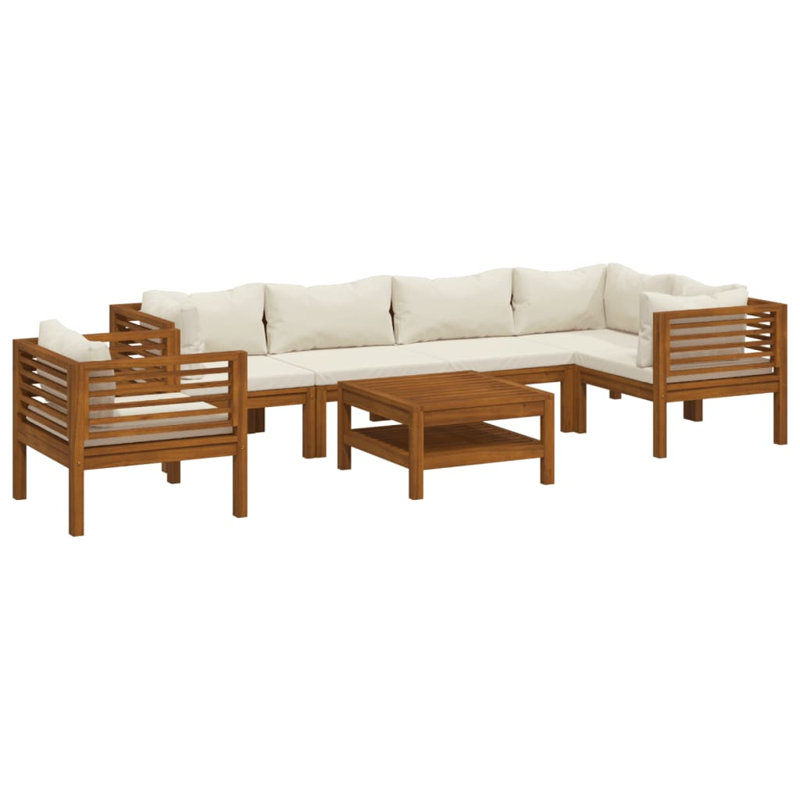 Ensemble de conversation modulaire 11 pièces Takena, Crème, 2x Middle + 3x Corner + Armchair + Table