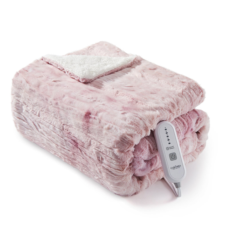 Heated Throw Blanket, 213.4cm L x 182.9cm W, Pink