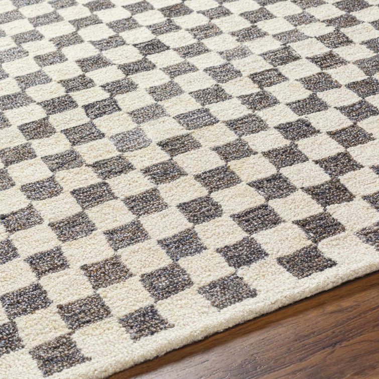 Marino Geometric Handmade Tufted Wool/Recycled P.E.T. Area Rug in Gray/Beige