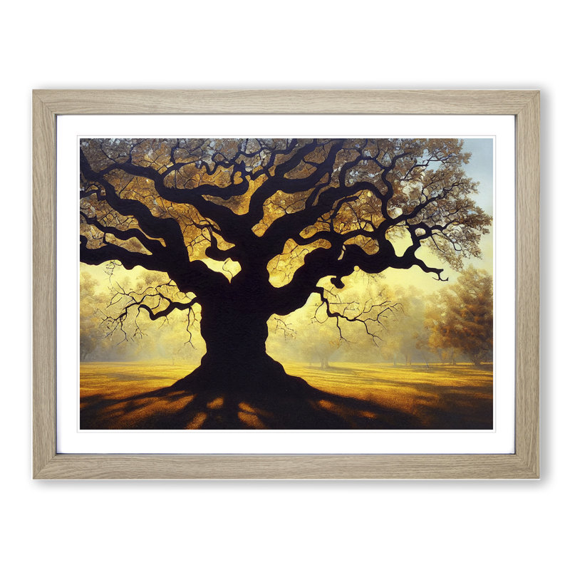 Tantalising Oak Tree - Framed Print, 25cm H x 34cm W x 2cm D, Light Brown
