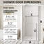 Porte de douche pivotante sans cadre l 32 à 36 po x H 72 po, verre trempé de 1/4 po (6 mm) et 5/16 po (8 mm), porte de douche battante avec barre à serviettes et butée anti-collision 105 °, finition chromée, réversible Installation-123830128