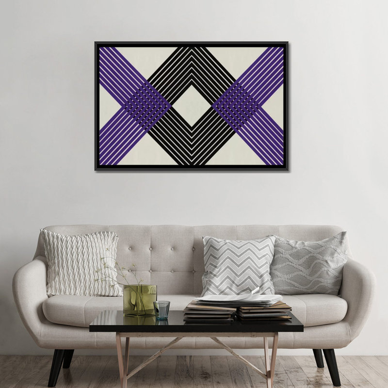 Albree moderne, losange entrecroisé, impression sur toile, Toile avec cadre flottant noir, Pas de tapis