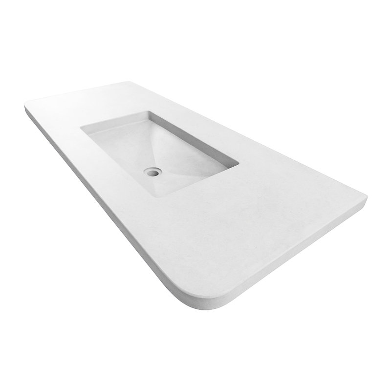 Newterra Concrete Handmade Rectangular Console Bathroom Sink, Sand, Deck Mounted