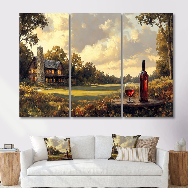 Parcours de golf vert avec ensemble de chalet confortable III, Toile tendue, H 28 po x l 36 po x P 1 po