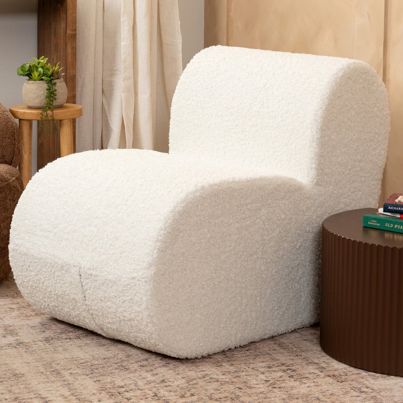 Latitude Run® Toccoa Chair - Luxurious Modern Sculpted Seating With Plush Sherpa Cover, Cloud Faux Fur
