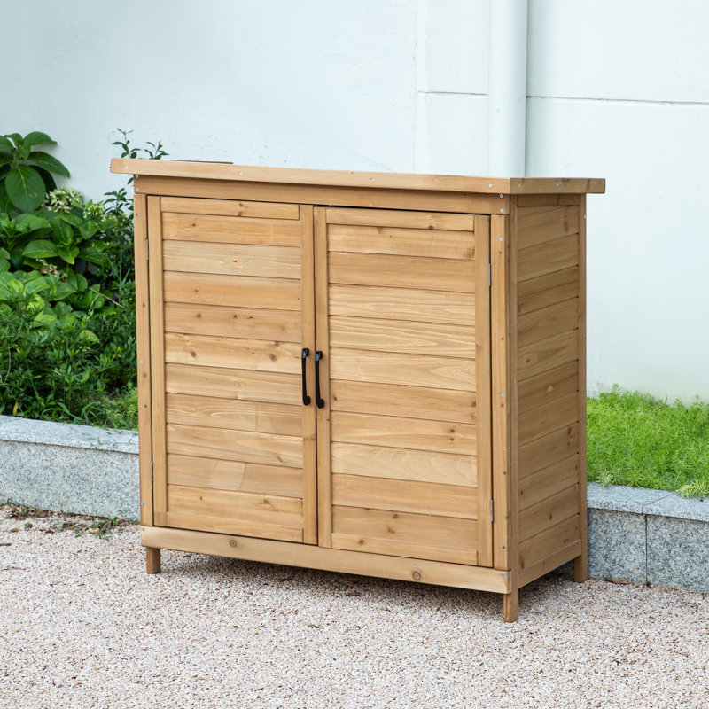 Armoire de rangement extérieure avec 2 tablettes, petite remise de jardin en bois