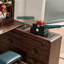 Meuble-lavabo extensible Mid-Century en noyer noir tout en un, bois massif