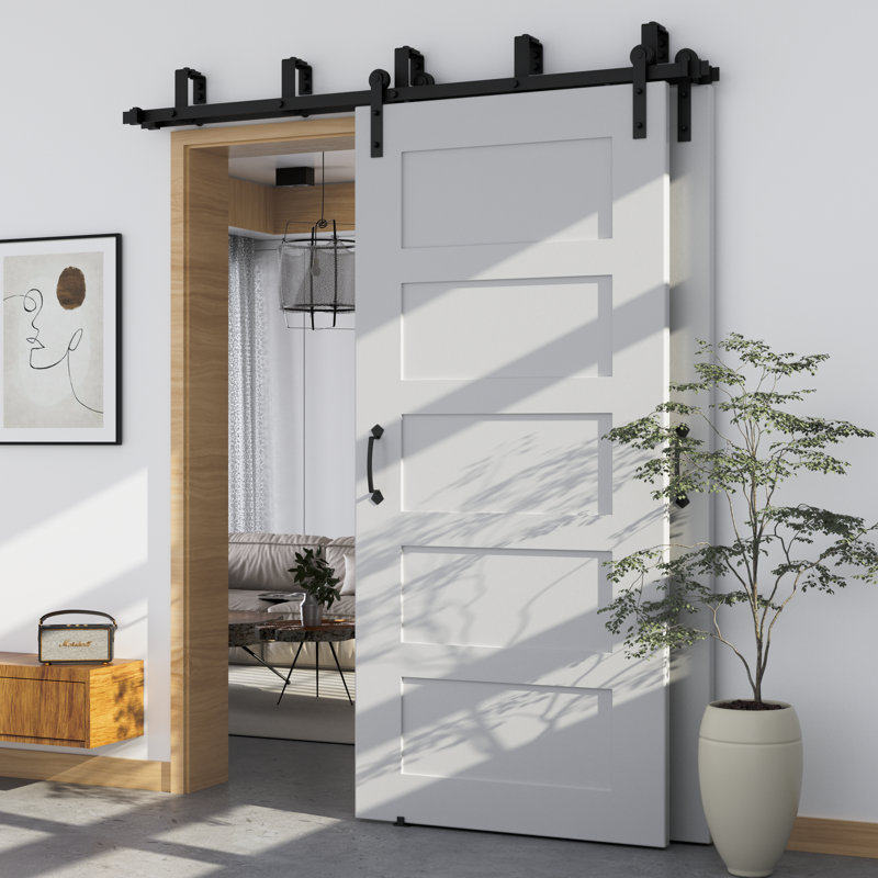 Matte Black Double Bypass Barn Door Hardware Kit